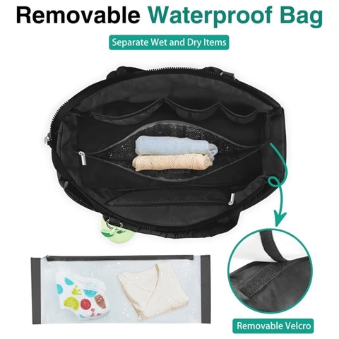 Gesteppte Wickeltasche Aus Nylon Große Kapazität Wasserdichte Tote Mit Kinderwagenhaken Für Mama Reisen Puffy Handtasche