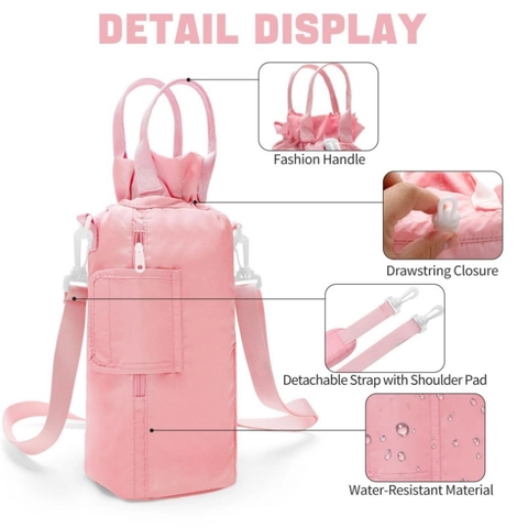 Water Bottle Carrier Bag With Adjustable Shoulder Strap Insulated Nylon Holder Pockets For Outdoor Sports Hiking