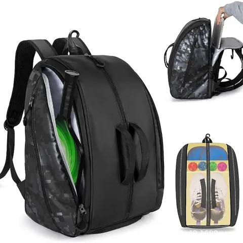 Pickleball Racket Backpack Large Capacity Waterproof Sports Bag With Shoe Compartment And Fence Hook For Tennis Outdoor