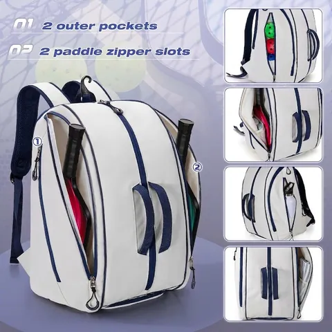 Pickleball Racket Backpack Large Capacity Waterproof Sports Bag With Shoe Compartment And Fence Hook For Tennis Outdoor