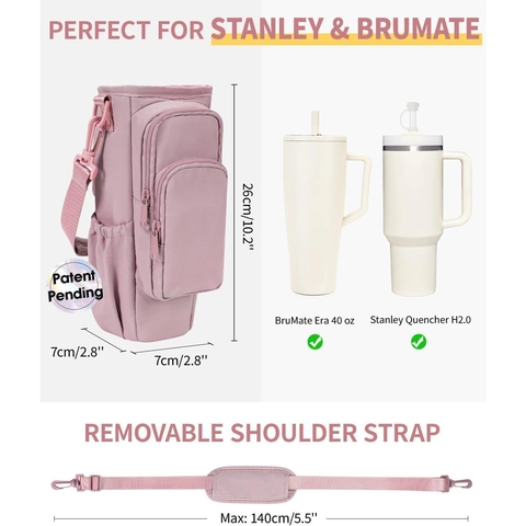 Outdoor Sports Water Bottle Carrier Bag With Adjustable Shoulder Strap Multi Pockets Insulated Bottle Holder For Hiking Travel