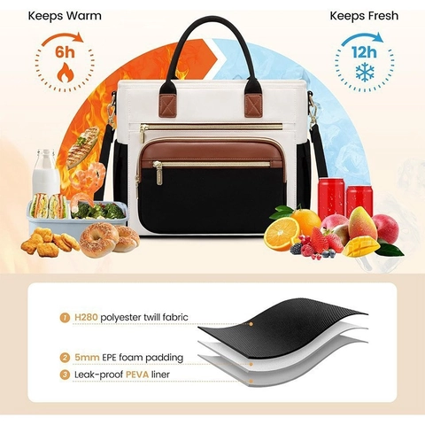 Borsa Termica Isolata Grande per Uomo Donna Borsa Impermeabile per Lavoro Scuola Picnic Viaggio Scomparto Laptop Borsa Termica