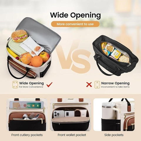 Borsa Porta Pranzo Isolata Grande Capacità Termica Borsa Termica Per Donna Uomo Antiperdita In Poliestere Per Ufficio Picnic