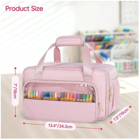 Custodia Organizer Per Pennarelli Grande Capacità Poliestere Borsa Da Trasporto Con Tracolla Per Artisti Rosa