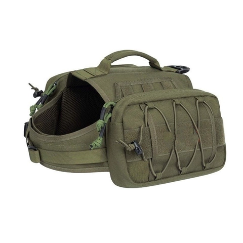 Sac À Dos Harnais Tactique Pour Chien Nylon Durable Système MOLLE Sacs Latéraux Détachables Réglable Pour La Randonnée En Plein Air