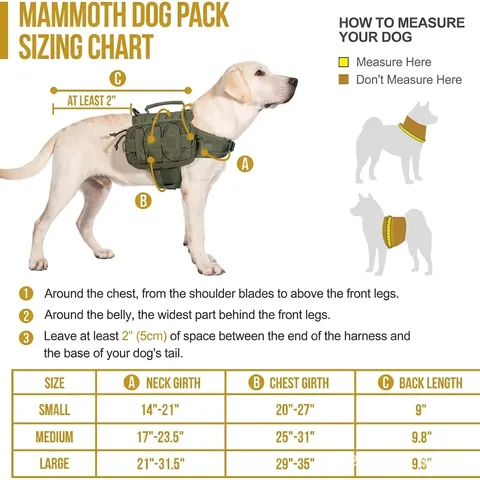 Sac À Dos Harnais Tactique Pour Chien Nylon Durable Système MOLLE Sacs Latéraux Détachables Réglable Pour La Randonnée En Plein Air