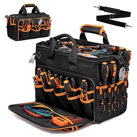 Borsa Per Attrezzi Pesante Tessuto Oxford Inspessito Resistente All'usura Organizzatore Multitasche Con Tracolla