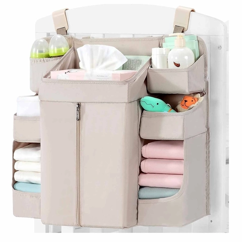 Baby Crib Hanging Organizer Bag Large Capacity Multipurpose Diaper Storage Caddy For Nursery Bedding Foldable Non-Woven Fabric Organizer