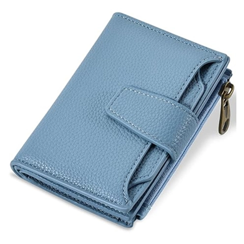 Women PU Leather Small Wallet Bifold Compact RFID Blocking Zipper Pocket Credit Card Holder Travel Pocket Passport Wallet
