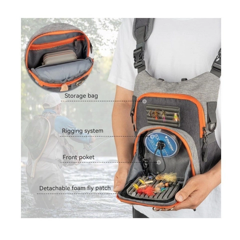 Borsa Da Petto Per Pesca A Mosca Gilet Impermeabile Tessuto Oxford Tasche Multiple Regolabile Traspirante Schienale In Rete