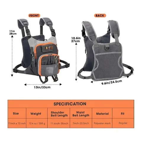 Outdoor Adjustable Fishing Chest Pack With Breathable Mesh Multifunctional Waterproof Fly Fishing Vest Bag For Gear Storage