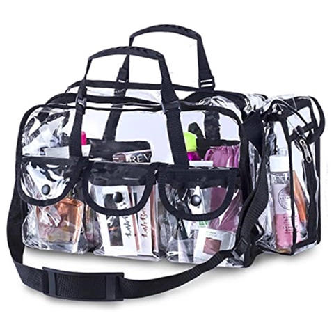 Große Kapazität Klar PVC Reise Make-up Tasche Mit Schultergurt Taschentuchfach Wasserdicht Kosmetik Organizer Tasche Mehrzweck Aufbewahrungstasche