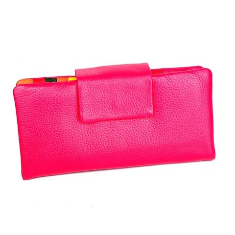Portefeuille Long en Cuir Véritable pour Femmes Grain de Litchi Vachette Multi Emplacements Cartes RFID Clutch pour Voyage