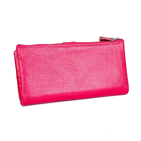 RFID Blocking Genuine Leather Women Long Wallet Litchi Grain Top Layer Cowhide Card Holder Clutch Purse Large Capacity Money Bag