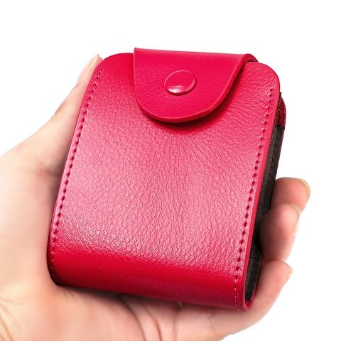 Genuine Leather Card Holder For Men Women RFID Blocking Accordion Credit Card Case Litchi Grain Minimalist Snap Button Mini Wallet Organizer