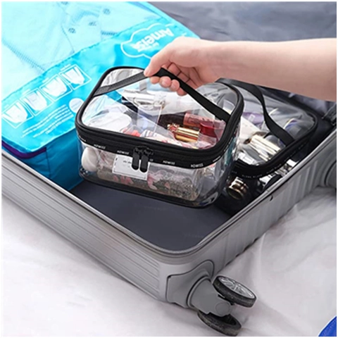 Waterproof Clear PVC Toiletry Bag Travel Makeup Organizer With Handle Zipper Portable Transparent Wash Bag For Women Men Storage