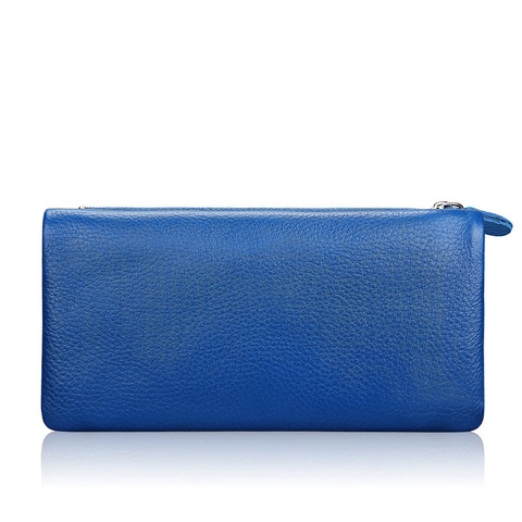 Damen Portemonnaie aus echtem Rindsleder Lang Litschi-Muster Reißverschluss Clutch Geldbeutel Organizer Handtasche