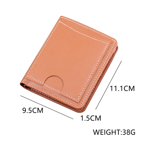 Portefeuille Court en Cuir PU Vintage pour Hommes Surpiqûres Contrastées Mince Bifold Porte-cartes Pince à Billets Business Casual Pochette