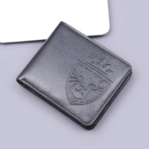 Portefeuille Court Homme en Cuir PU Vintage Texture Litchi Gaufrage Lion Bouclier Porte-cartes de Crédit pour Usage Quotidien