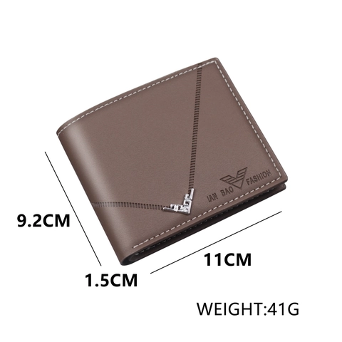 Cartera Bifold de Negocios para Hombre Cuero PU Estrecho Corto Con Ranuras para Tarjetas Decoración Esquinas Metálicas Vintage Color Sólido