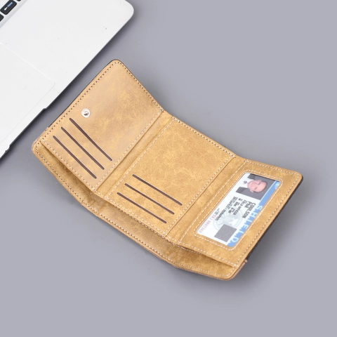 Men Denim Canvas Wallet Tri Fold Contrast Color Multi Card Slot Casual Short Wallet Retro Lightweight Purse For Daily Use