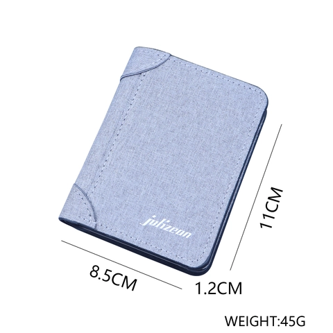 Men's Vintage Canvas Short Wallet Ultra Thin Bi-fold Card Holder Purse With ID Window Lightweight Business Casual Pocket Wallet