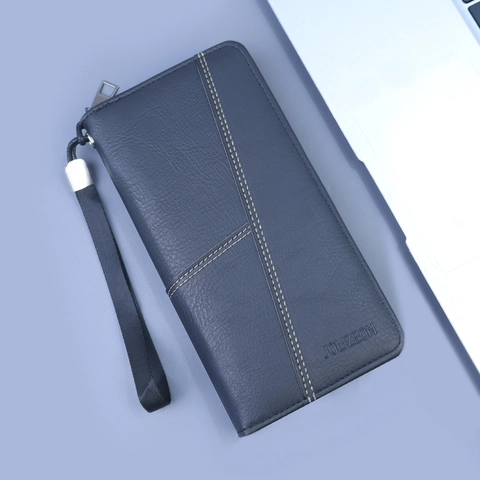 Herren Lange Reißverschluss Brieftasche Große Kapazität Clutch Multifunktionale PU-Leder Kartenhalter Smartphone Tasche Handtasche