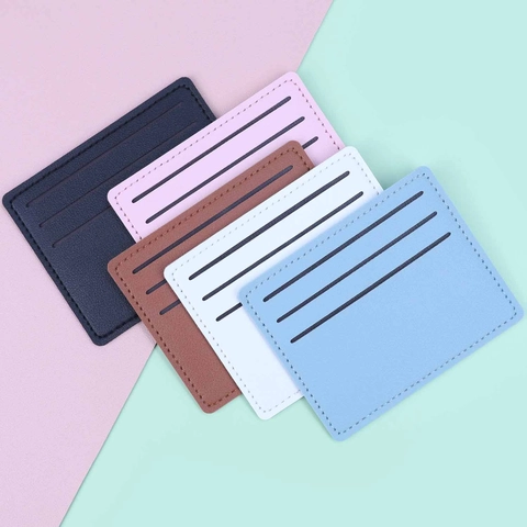 Porta Carte in Pelle PU Minimalista Ultra Sottile Per Uomo Donna Sei Slot Per Carte Protezione Carte Bancarie Portafoglio Sottile Regalo Portatile