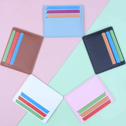 Porta Carte in Pelle PU Minimalista Ultra Sottile Per Uomo Donna Sei Slot Per Carte Protezione Carte Bancarie Portafoglio Sottile Regalo Portatile