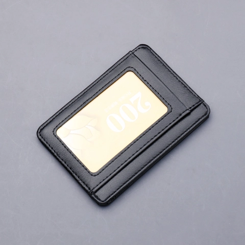 Men's Ultra Thin PU Leather Card Holder Wallet Minimalist ID Window Slim Credit Card Case Office Daily Business Organizer