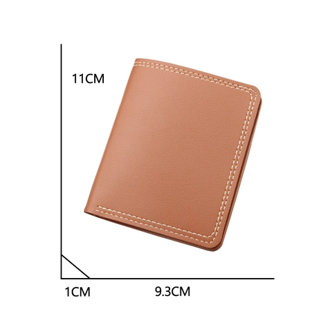 Portafoglio Corto da Uomo Minimalista in Pelle PU Ultrasottile Verticale Porta Carte Con Slot per Patente Cuciture a Contrasto