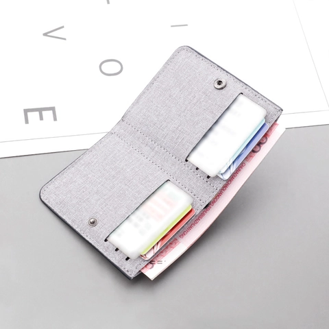 Herren Faltbare Brieftasche Canvas Vertikal Kurz Ultradünn Stoff Geldklammer Mit Reißverschlussfach Minimalistische Business Kartenhalter