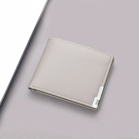Herren Geldbörse Kurz Bifold PU Leder Schlank Ultradünn Kartenfächer Führerschein Halter Minimalistisch Urban Stil Portemonnee