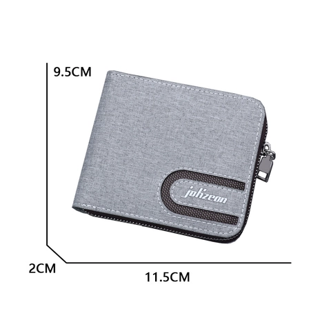 Men Vintage Canvas Short Wallet Zipper Bi-Fold Coin Purse Multi Card Slots Functional Stylish Pocket Wallet For Daily Use