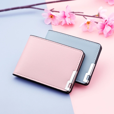 Funda Para Carné De Conducir Cuir PU Ultra Delgada Ventanas Transparentes Cartera Tarjetero Con Decoración Esquina Metal