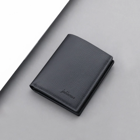 Cartera Corta Plegable Para Hombre Patrón Lychee Cuero PU Vertical Delgada Portatarjetas Con Bolsillo Con Cremallera