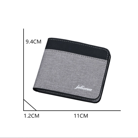 Portafoglio Corto da Uomo in Tela Casual Bifold Minimalista Con 7 Scomparti per Carte 2 Scomparti per Banconote