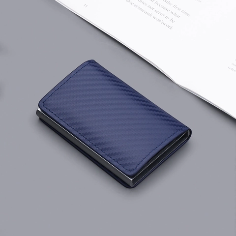 Porte-cartes en fibre de carbone avec protection RFID Portefeuille mince en aluminium à pop-up automatique Étui pour cartes de crédit Business Homme Femme