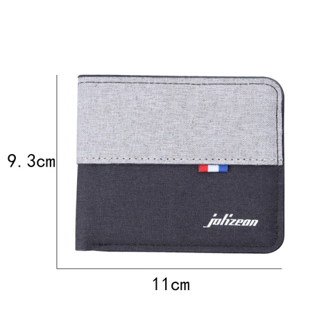 Cartera Bifold de Lona para Hombre Bloque de Color de Contraste Monedero de Tela Corta Tarjetero Multiranura Ligero