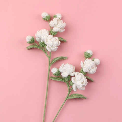 Handgemaakte Gehaakte Jasmijnbloem Kunstmatige Wollen Gebreide Eeuwige Plant Voor Huis Kantoor Decor Esthetisch Cadeau