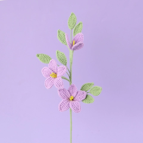 Bouquet di Fiori Artificiali Gelsomino Fatto a Mano All'uncinetto Stelo Floreale in Lana Per Decorazioni Casa Matrimonio