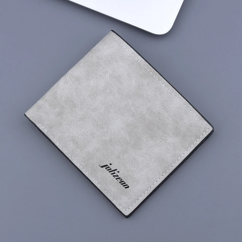 Portefeuille Court Bifold pour Hommes en Cuir PU Ultra Léger Texture Mate Porte-cartes Pince à Billets Style Urbain