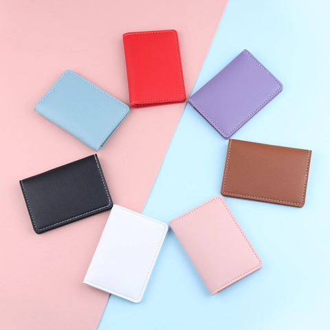Minimalist Ultra-thin PU Leather Card Holder Litchi Texture Small Wallet For Men Women Portable Student ID Card Case Slot