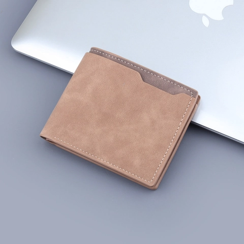 Cartera Plegable Para Hombre De Cuero PU Mate Estilo Retro Minimalista Con Múltiples Ranuras Para Tarjetas Y Billetes