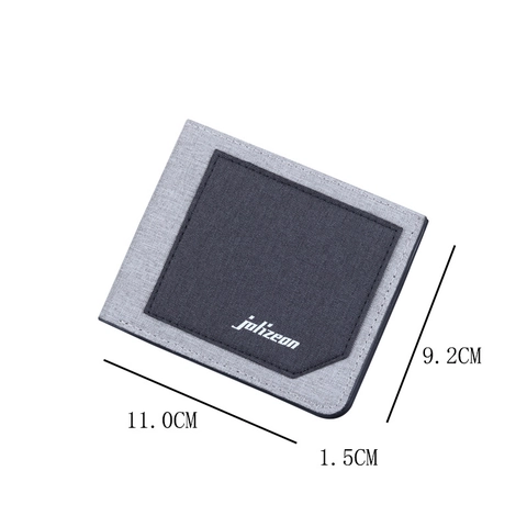 Portafoglio Corto Bifold Da Uomo Tela Tessuto Sottile Leggero Business Casual Porta Carte