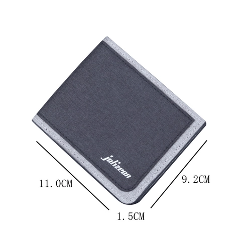 Men Bifold Wallet Canvas Fabric Short Horizontal Minimalist Urban Style Lightweight Card Holder Purse For Daily Use