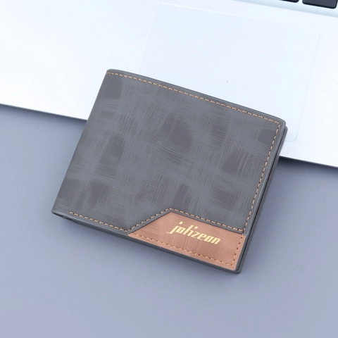 Men Vintage Bi-fold Wallet PU Leather Textured Short Purse With Zipper Coin Pocket And Multi Card Slots