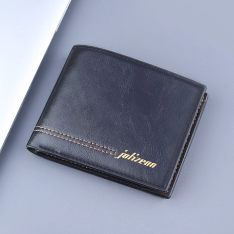 Portafoglio Bifold Da Uomo Pelle PU Corto Business Minimalista Con Tasca Portamonete Zip Slot Carte Finestra Foto
