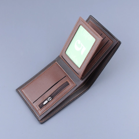 Portafoglio Bifold Da Uomo Pelle PU Corto Business Minimalista Con Tasca Portamonete Zip Slot Carte Finestra Foto