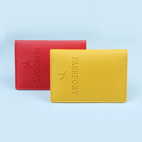 Minimalist PU Leather Passport Holder With RFID Blocking Airplane Embossed Travel Document Wallet Card Case For Men Women